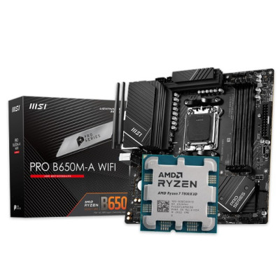 AMD Ryzen 7800X3D Tray Processor and MSI PRO B650M-A WIFI AM5 M