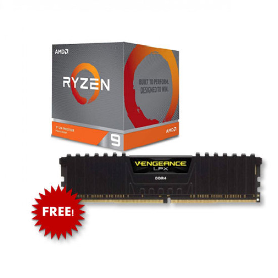 AMD Ryzen 9 3900X Processor With Corsair Vengeance LPX 8GB Desktop RAM Free